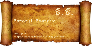 Baronyi Beatrix névjegykártya